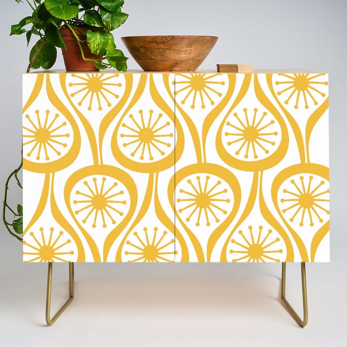 Mid Century Modern Atomic Drops Yellow Credenza Gallery Image 1