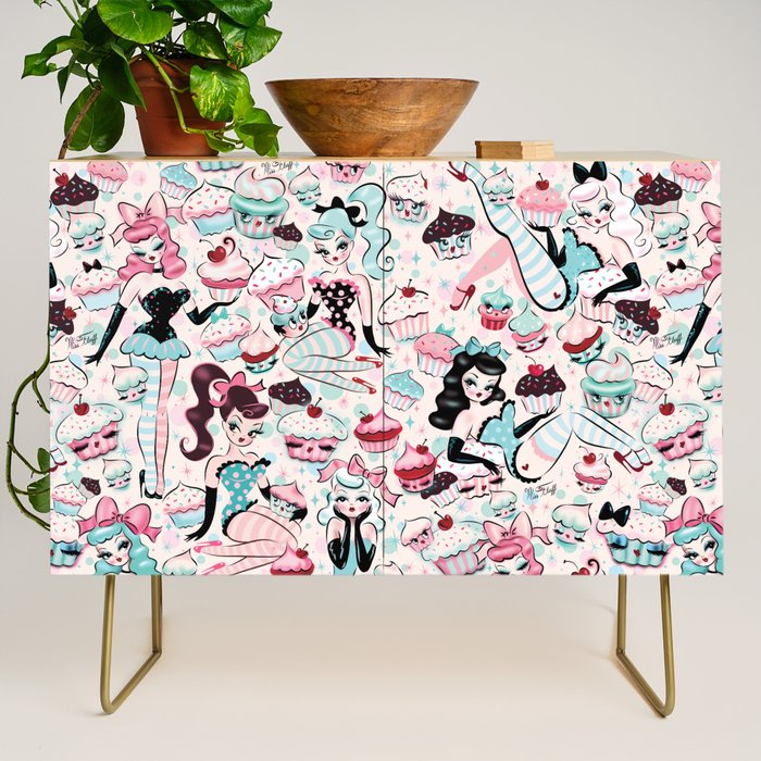 Cupcake Dolls Pattern Credenza Gallery Image 1