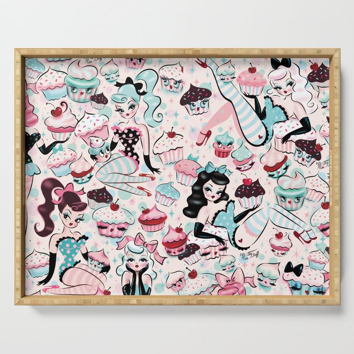 Cupcake Dolls Pattern Serving Tray Gallery Image 1