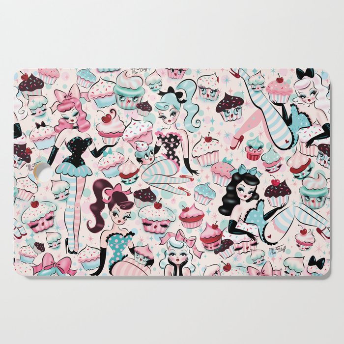 Cupcake Dolls Pattern Cutting Board Gallery Image 1