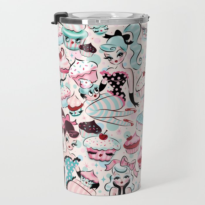 Cupcake Dolls Pattern Travel Mug Gallery Image 3