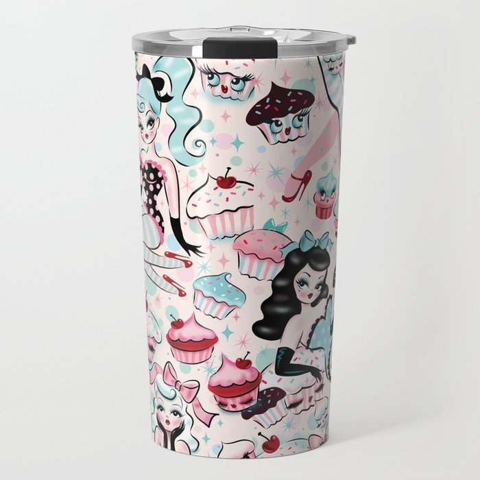 Cupcake Dolls Pattern Travel Mug Gallery Image 1