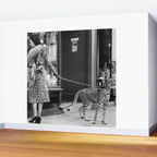Woman with Cheetah, Phyllis Gordon, with her pet Kenyan cheetah, Paris, France black and white photo Wall Mural Gallery Image 2