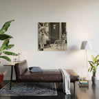 Woman with Cheetah, Phyllis Gordon, with her pet Kenyan cheetah, Paris, France black and white photo Wood Wall Art Gallery Image 2