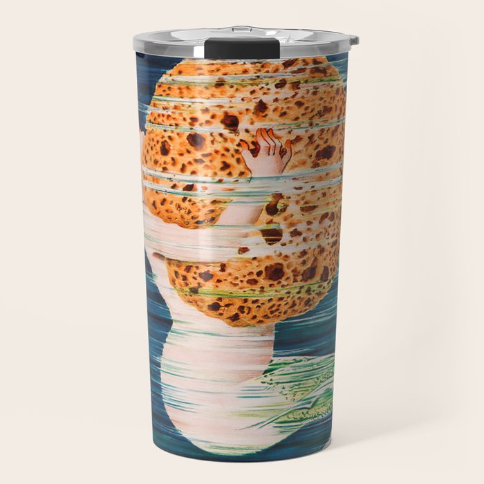 Mermaid with Sponge Vintage Poster Travel Mug Gallery Image 1