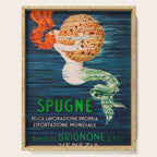 Mermaid with Sponge Vintage Poster Serving Tray Gallery Image 1