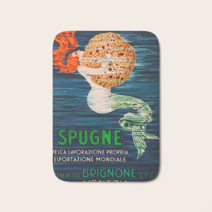 Mermaid with Sponge Vintage Poster Bath Mat Gallery Image 1