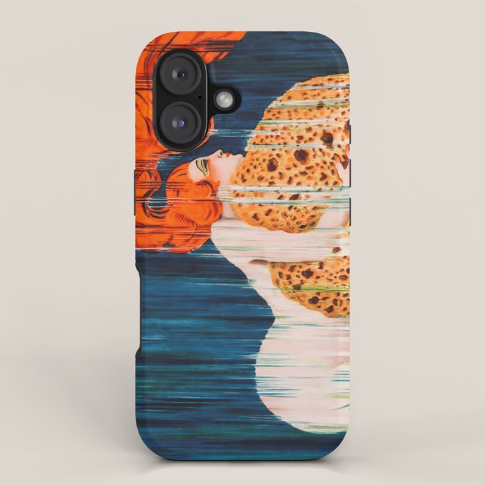 Mermaid with Sponge Vintage Poster iPhone Case Gallery Image 1