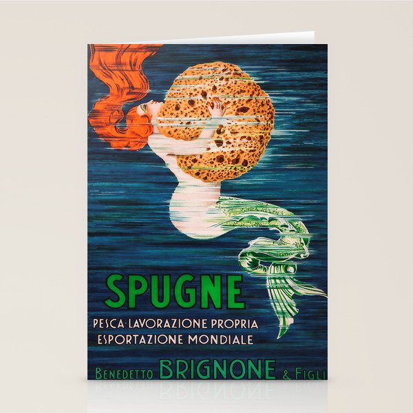 Mermaid with Sponge Vintage Poster Stationery Card Gallery Image 2