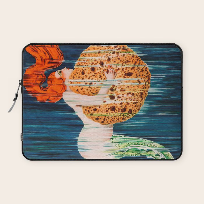 Mermaid with Sponge Vintage Poster Laptop Sleeve Gallery Image 1