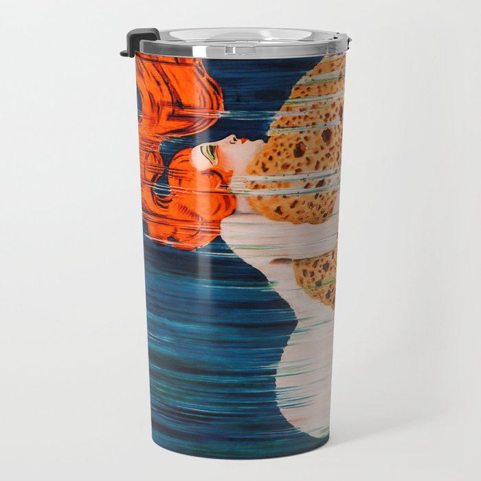 Mermaid with Sponge Vintage Poster Travel Mug Gallery Image 3