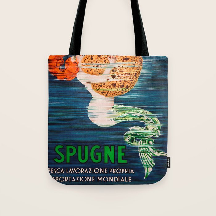 Mermaid with Sponge Vintage Poster Tote Bag Gallery Image 1