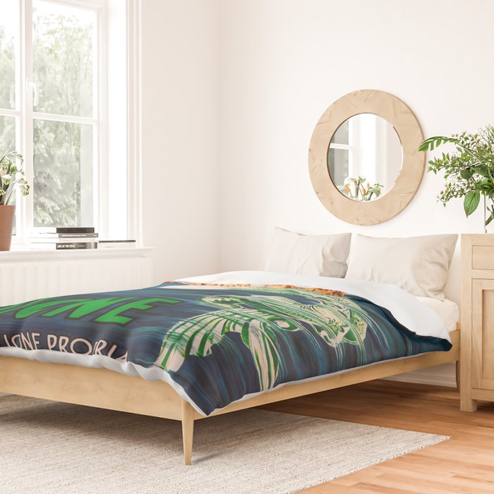 Mermaid with Sponge Vintage Poster Duvet Cover Gallery Image 2