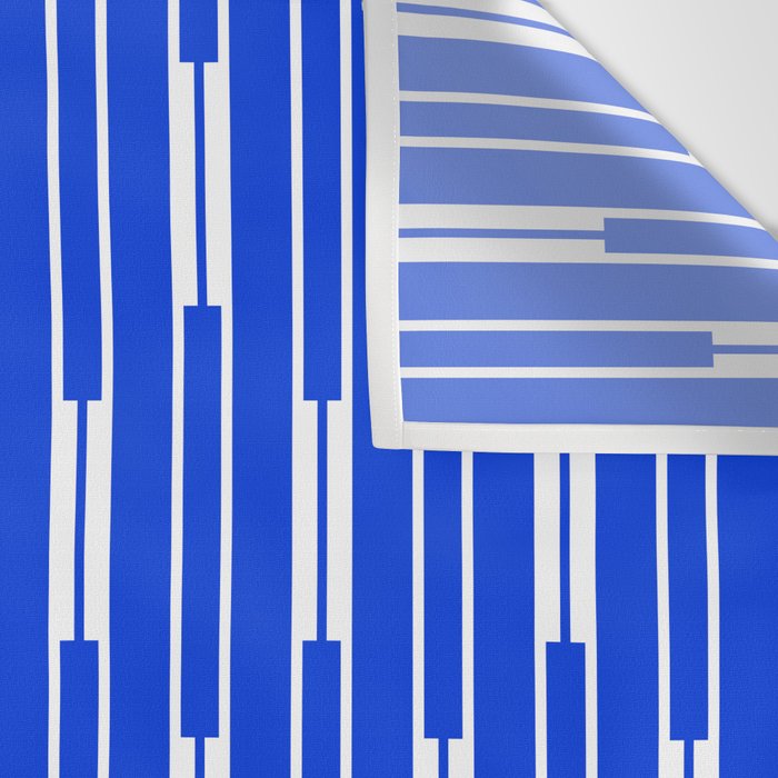 Geo Chain Vertical Block Stripe Pattern in Royal Blue and White Wall Tapestry Gallery Image 3