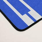 Geo Chain Vertical Block Stripe Pattern in Royal Blue and White Desk Mat Gallery Image 4