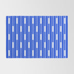 Geo Chain Vertical Block Stripe Pattern in Royal Blue and White Rug Gallery Image 2