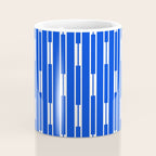Geo Chain Vertical Block Stripe Pattern in Royal Blue and White Coffee Mug Gallery Image 4