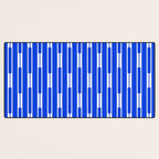 Geo Chain Vertical Block Stripe Pattern in Royal Blue and White Desk Mat Gallery Image 3