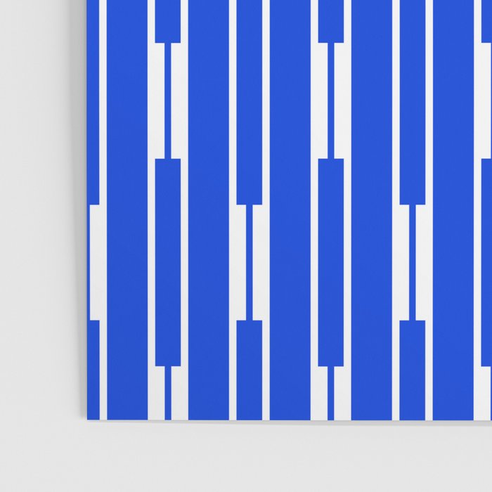 Geo Chain Vertical Block Stripe Pattern in Royal Blue and White Poster Gallery Image 3
