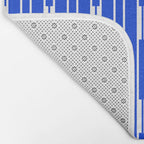 Geo Chain Vertical Block Stripe Pattern in Royal Blue and White Bath Mat Gallery Image 2