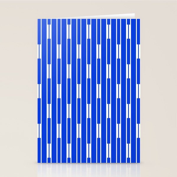 Geo Chain Vertical Block Stripe Pattern in Royal Blue and White Stationery Card Gallery Image 1
