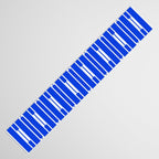 Geo Chain Vertical Block Stripe Pattern in Royal Blue and White Table Runner Gallery Image 3
