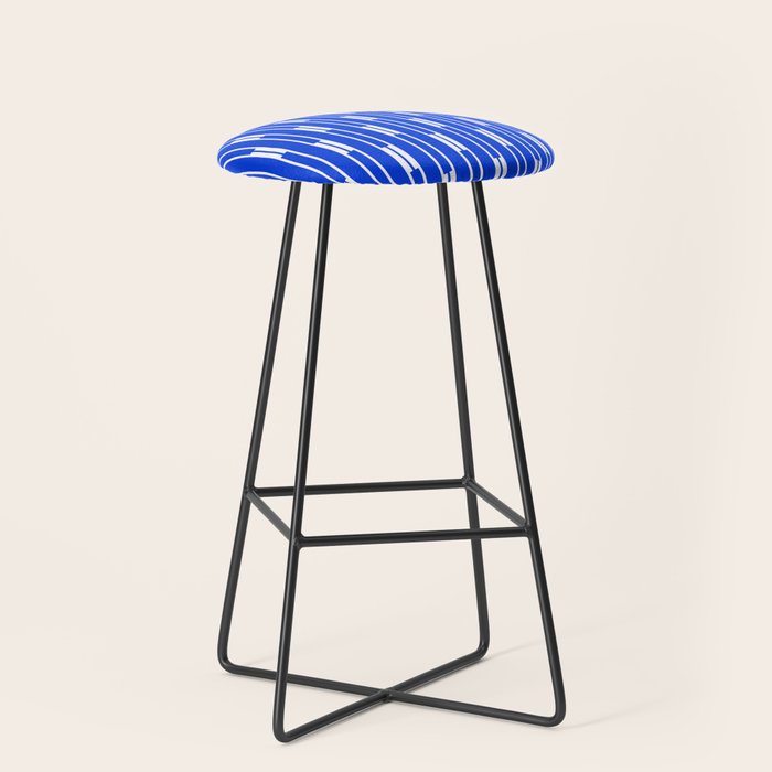 Geo Chain Vertical Block Stripe Pattern in Royal Blue and White Stool Gallery Image 1