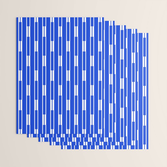 Geo Chain Vertical Block Stripe Pattern in Royal Blue and White Wrapping Paper Gallery Image 3