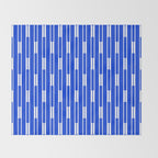 Geo Chain Vertical Block Stripe Pattern in Royal Blue and White Throw Blanket Gallery Image 2