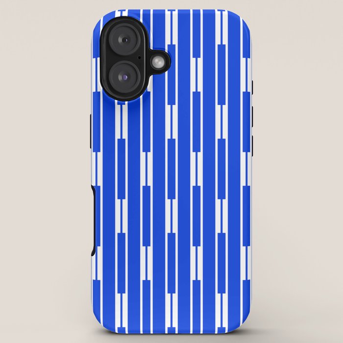 Geo Chain Vertical Block Stripe Pattern in Royal Blue and White iPhone Case Gallery Image 5