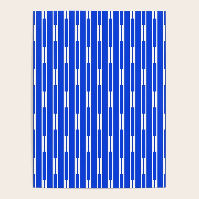 Geo Chain Vertical Block Stripe Pattern in Royal Blue and White Poster Gallery Image 4