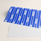 Geo Chain Vertical Block Stripe Pattern in Royal Blue and White Wrapping Paper Gallery Image 2