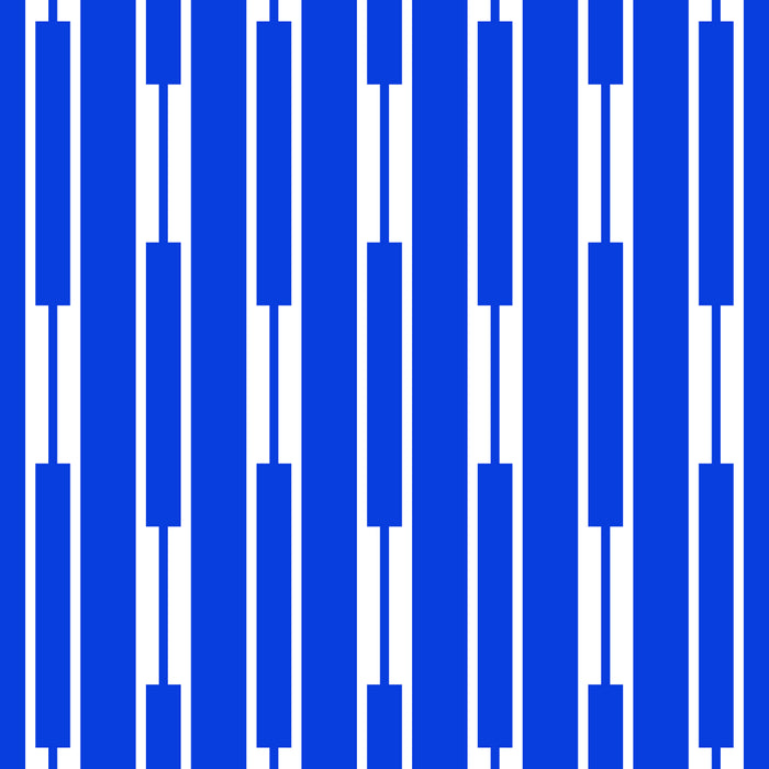 Geo Chain Vertical Block Stripe Pattern in Royal Blue and White Coffee Mug Gallery Image 2