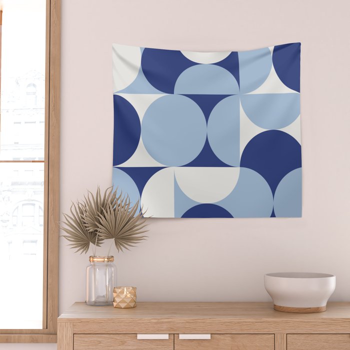 day dream geometry abstract blue Wall Tapestry Gallery Image 2