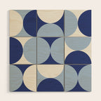 day dream geometry abstract blue Wood Wall Art Gallery Image 1