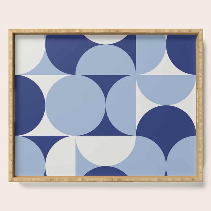 day dream geometry abstract blue Serving Tray Gallery Image 1