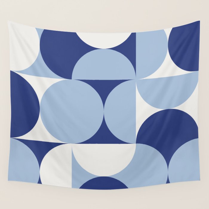 day dream geometry abstract blue Wall Tapestry Gallery Image 1