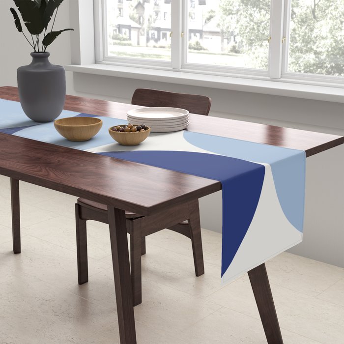 day dream geometry abstract blue Table Runner Gallery Image 2