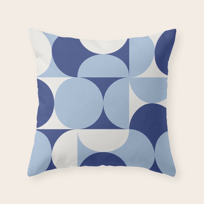 day dream geometry abstract blue Throw Pillow Gallery Image 1