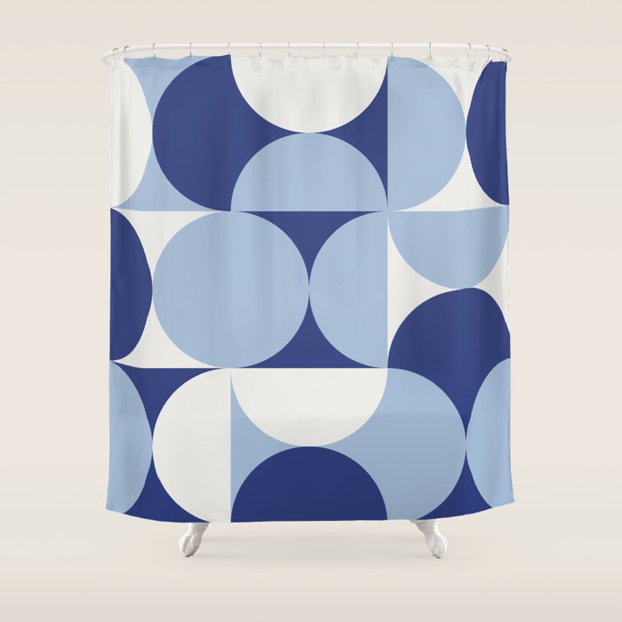 day dream geometry abstract blue Shower Curtain Gallery Image 1