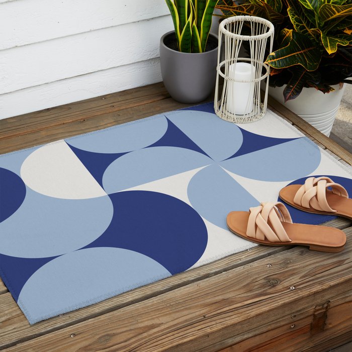 day dream geometry abstract blue Outdoor Rug Gallery Image 2
