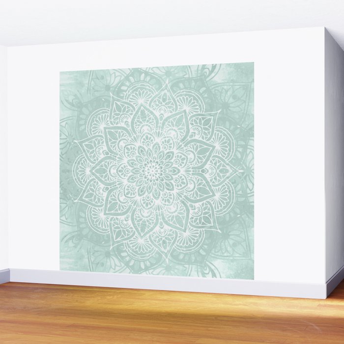 Mandala, Yoga, Love, Flower of Life, Teal Green Wall Mural Gallery Image 2