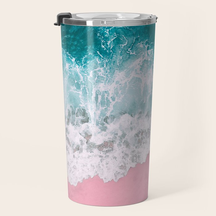 Turquoise Sea Pastel Beach Travel Mug Gallery Image 3