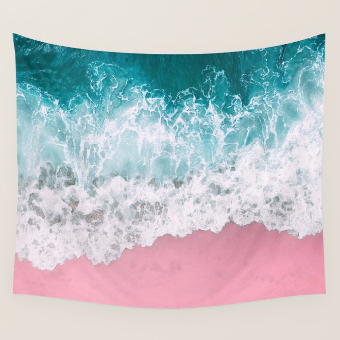 Turquoise Sea Pastel Beach Wall Tapestry Gallery Image 4