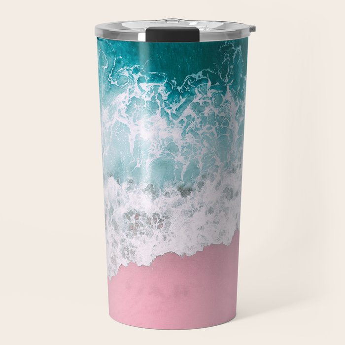 Turquoise Sea Pastel Beach Travel Mug Gallery Image 1