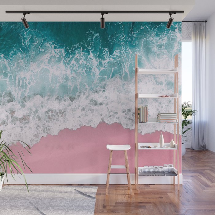 Turquoise Sea Pastel Beach Wall Mural Gallery Image 1