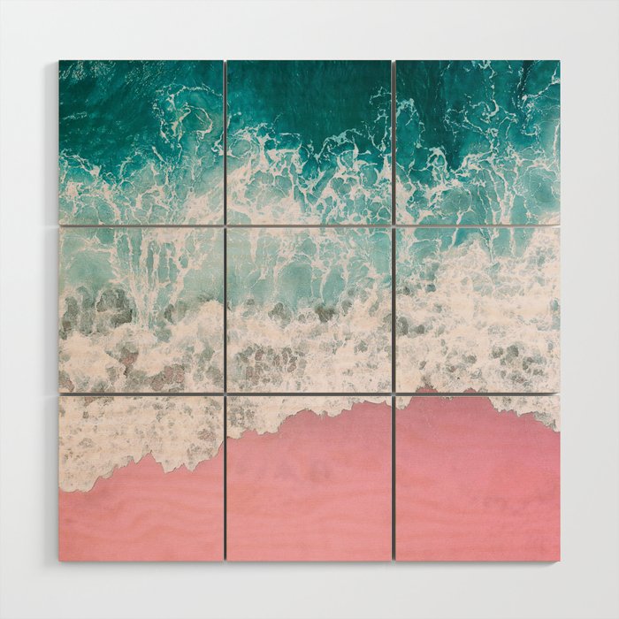 Turquoise Sea Pastel Beach Wood Wall Art Gallery Image 1