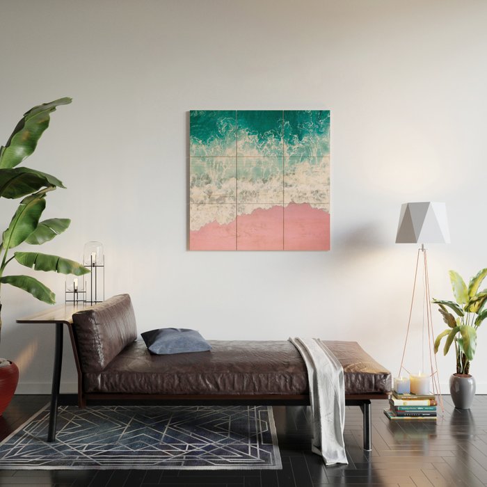 Turquoise Sea Pastel Beach Wood Wall Art Gallery Image 2