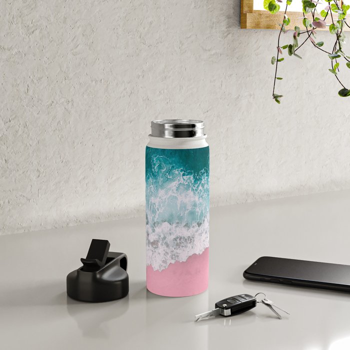 Turquoise Sea Pastel Beach Water Bottle Gallery Image 4