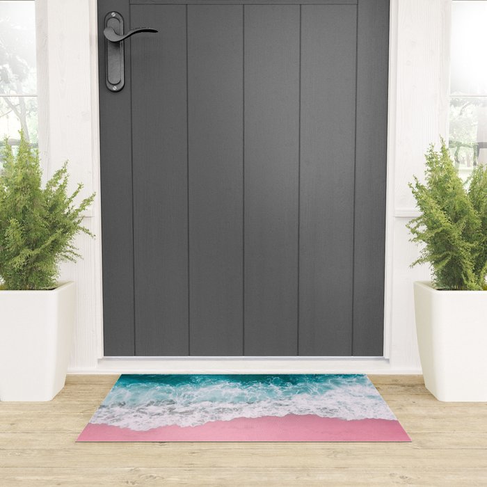 Turquoise Sea Pastel Beach Welcome Mat Gallery Image 3